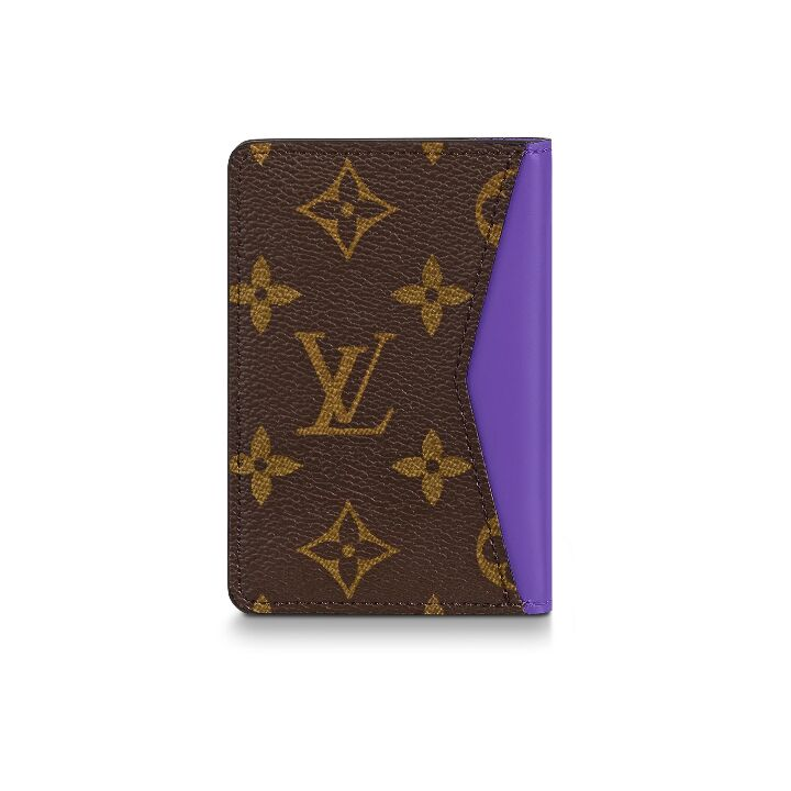 LOUIS VUITTON 标志性品牌印花 涂层帆布拼牛皮革 钱包 男款 棕色/紫色