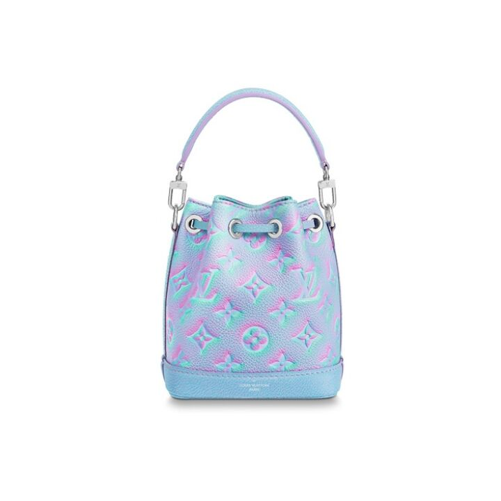 LOUIS VUITTON Nano NOE系列 星辰系列 抽绳可拆卸调节肩带喷涂和压纹牛皮革水桶包手提单肩斜挎包 迷你 女款 蓝色