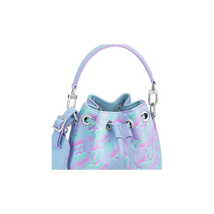 LOUIS VUITTON Nano NOE系列 星辰系列 抽绳可拆卸调节肩带喷涂和压纹牛皮革水桶包手提单肩斜挎包 迷你 女款 蓝色