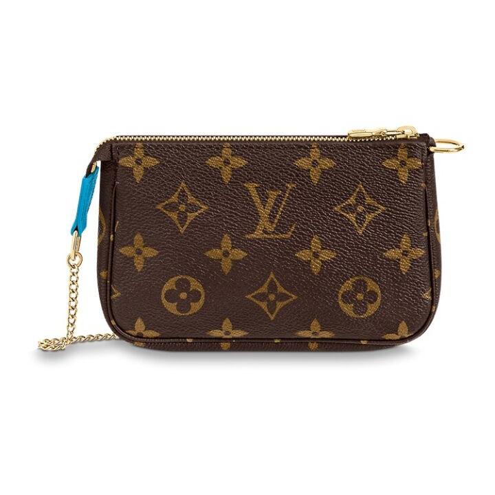 LOUIS VUITTON Pochette Accessories 复古老花涂鸦印花链条肩带 织物 腋下包单肩手提包 迷你 女款 棕色