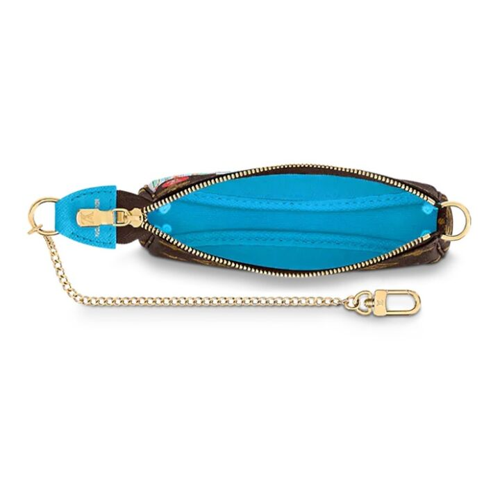 LOUIS VUITTON Pochette Accessories 复古老花涂鸦印花链条肩带 织物 腋下包单肩手提包 迷你 女款 棕色