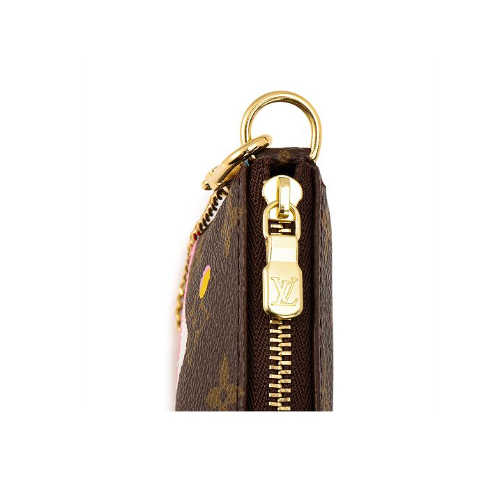 LOUIS VUITTON Pochette Accessories 复古老花涂鸦印花链条肩带 织物 腋下包单肩手提包 迷你 女款 棕色