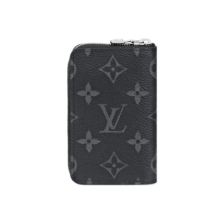 LOUIS VUITTON Zippy 老花满印拉链开合竖版 帆布 零钱包 男款 黑色/灰色