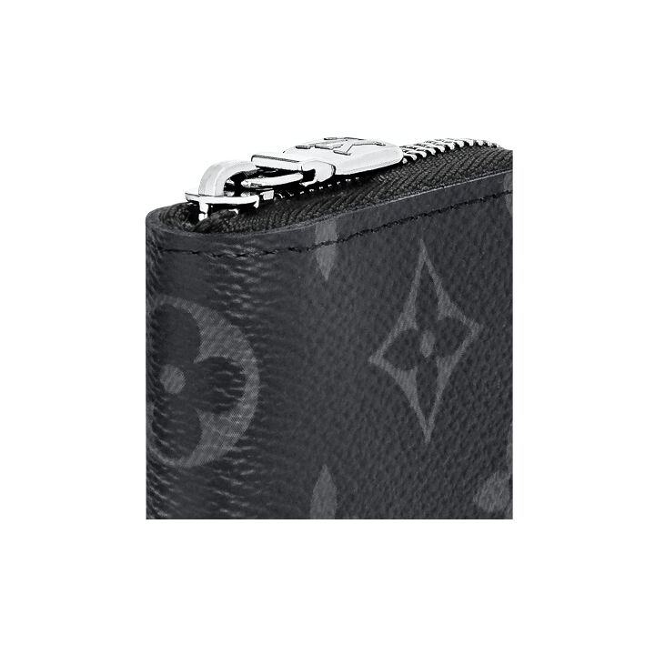 LOUIS VUITTON Zippy 老花满印拉链开合竖版 帆布 零钱包 男款 黑色/灰色