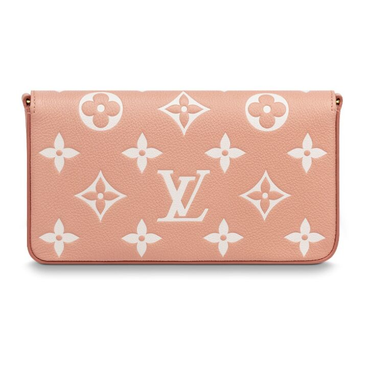 LOUIS VUITTON Pochette Félicie 老花满印按扣开合压花 牛皮 三合一手提斜挎单肩包手袋斜挎单肩包 女款 橡皮粉