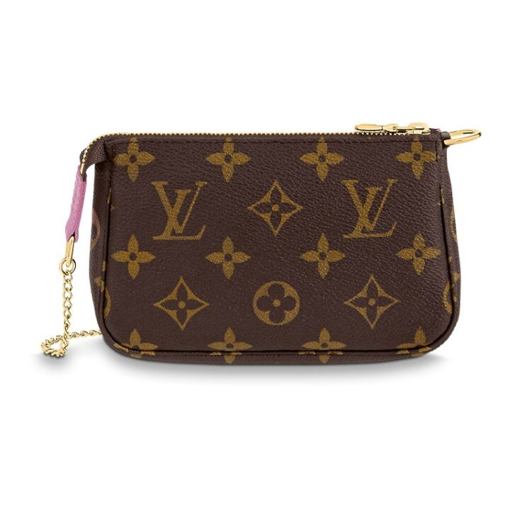 LOUIS VUITTON Pochette Accessories 小麻将棋盘格涂鸦链条 涂层帆布 单肩手提包 迷你 女款 棕色