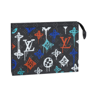 LOUIS VUITTON 标志性品牌印花 涂层帆布拼牛皮革 钱包 男款 棕色/紫色