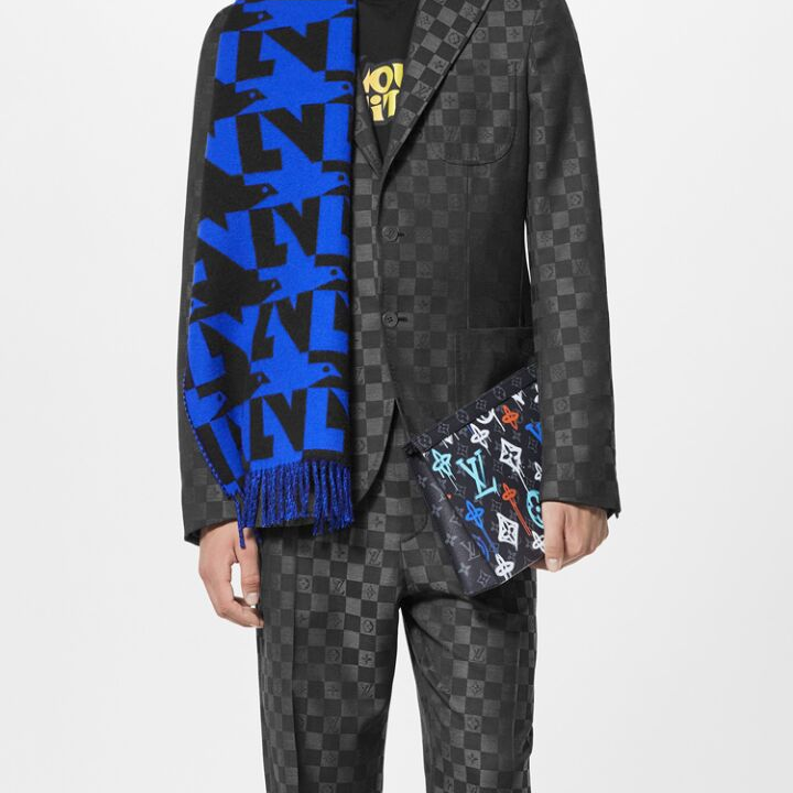 LOUIS VUITTON Pochette Voyage 老花满印拉链开合 涂层帆布拼牛皮革饰边 手拿包 男款 黑色/绿色/白色