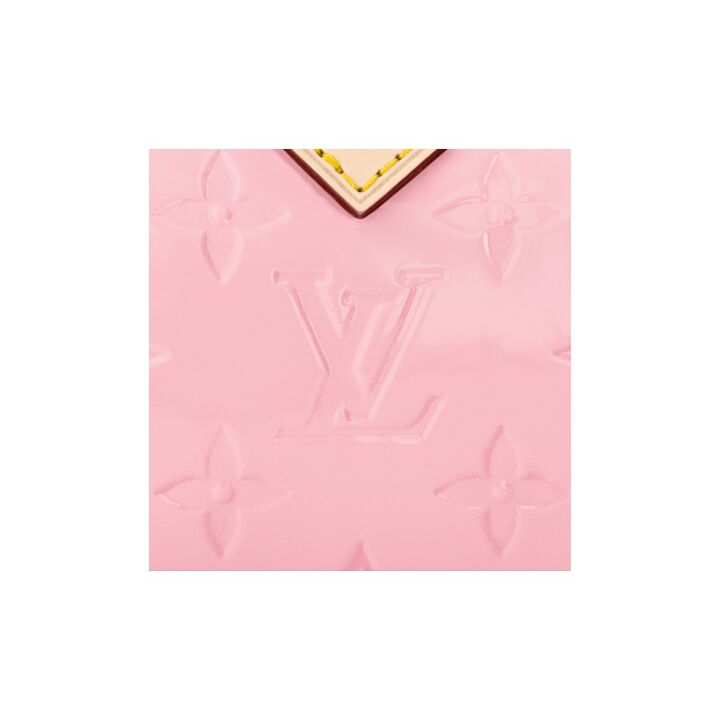 LOUIS VUITTON Speedy 可拆卸可调节肩带老花压纹 漆皮小牛皮 手提单肩斜挎包 nano 女款 粉色
