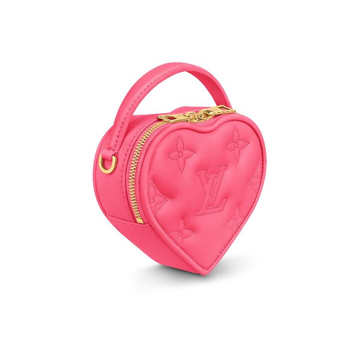 LOUIS VUITTON Pop My Heart Pouch 23情人节限定款爱心包 牛皮 手提单肩斜挎包 女款 火龙果色