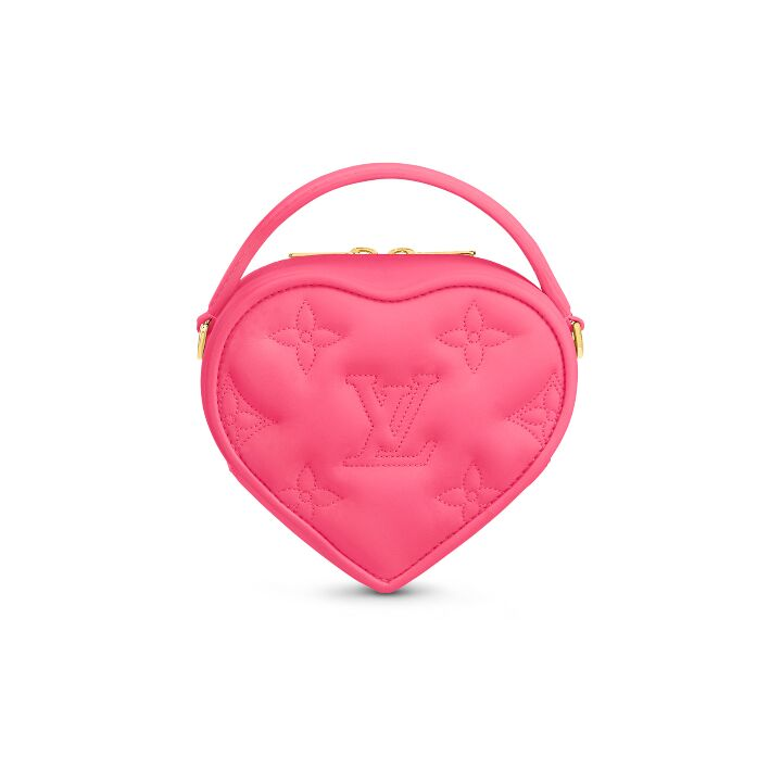 LOUIS VUITTON Pop My Heart Pouch 23情人节限定款爱心包 牛皮 手提单肩斜挎包 女款 火龙果色