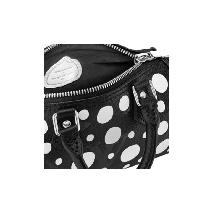 LOUIS VUITTON x Yayoi Kusama草间弥生 联名款 Speedy 标志圆点 牛皮革 手提单肩斜挎包 女款 黑色