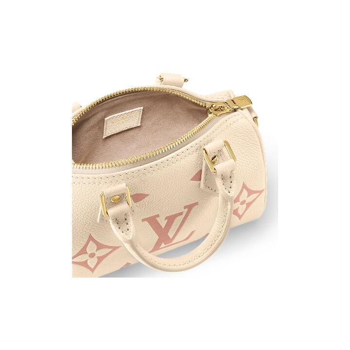 LOUIS VUITTON Speedy Nano 可拆卸可调节肩带 压纹牛皮 手提单肩斜挎包 超迷你 女款 奶油白/粉色