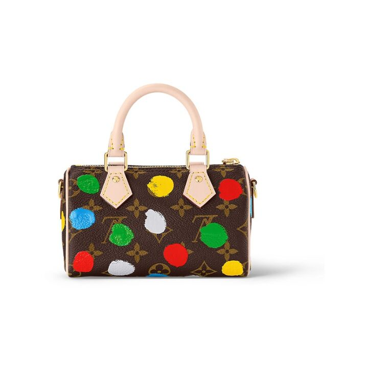 LOUIS VUITTON x Yayoi Kusama草间弥生联名款 Speedy Nano 可拆卸可调节肩带 涂层帆布 单肩斜挎手提包 超迷你 女款 多色