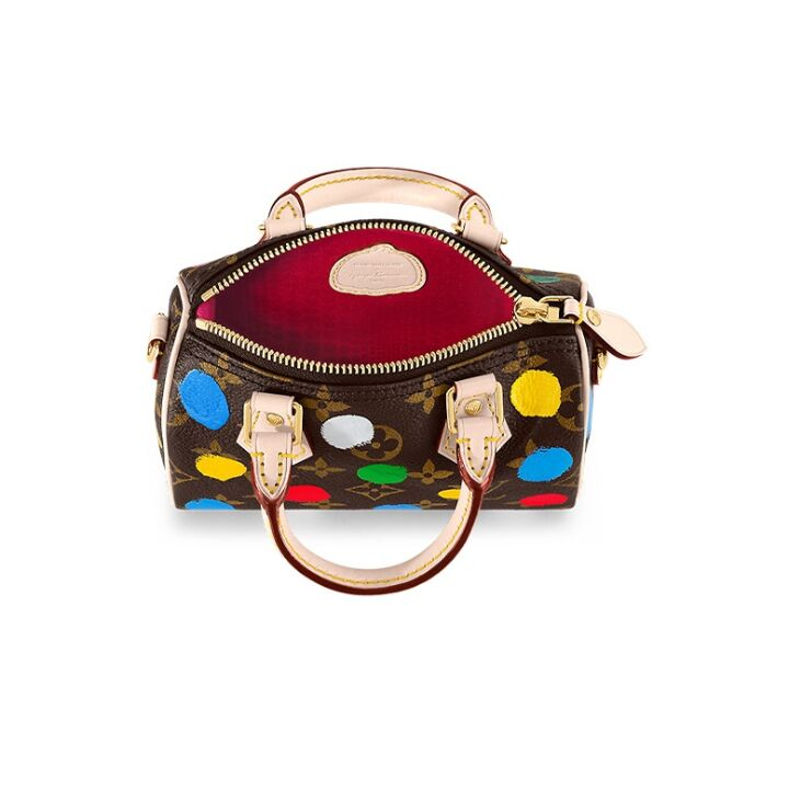 LOUIS VUITTON x Yayoi Kusama草间弥生联名款 Speedy Nano 可拆卸可调节肩带 涂层帆布 单肩斜挎手提包 超迷你 女款 多色