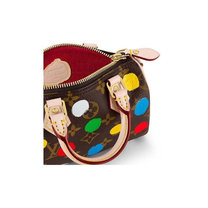 LOUIS VUITTON x Yayoi Kusama草间弥生联名款 Speedy Nano 可拆卸可调节肩带 涂层帆布 单肩斜挎手提包 超迷你 女款 多色