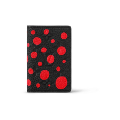 LOUIS VUITTON x Yayoi Kusama草间弥生 联名款 Pocket Organizer 红色波点老花压纹 牛皮 钱包 男款 黑色