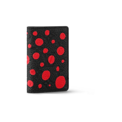 LOUIS VUITTON x Yayoi Kusama草间弥生 联名款 Pocket Organizer 红色波点老花压纹 牛皮 钱包 男款 黑色