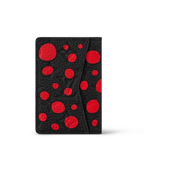 LOUIS VUITTON x Yayoi Kusama草间弥生 联名款 Pocket Organizer 红色波点老花压纹 牛皮 钱包 男款 黑色