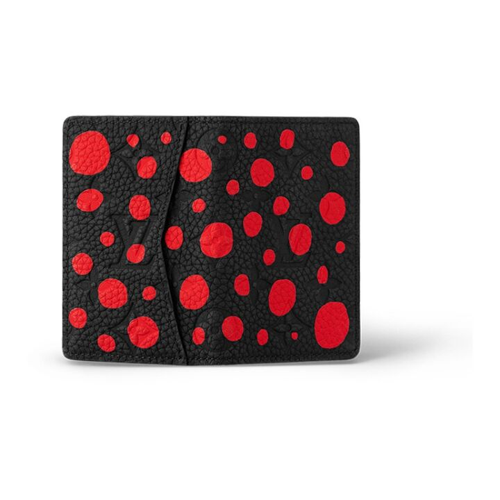 LOUIS VUITTON x Yayoi Kusama草间弥生 联名款 Pocket Organizer 红色波点老花压纹 牛皮 钱包 男款 黑色