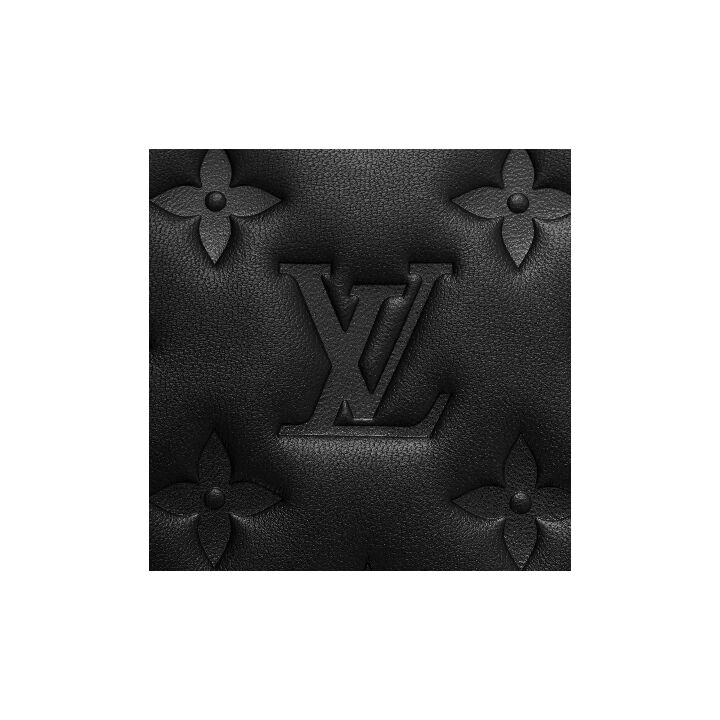 LOUIS VUITTON Pochette Coussin 字母压印图案翻盖闭合链条 羊皮革 斜挎单肩包 女款 黑色