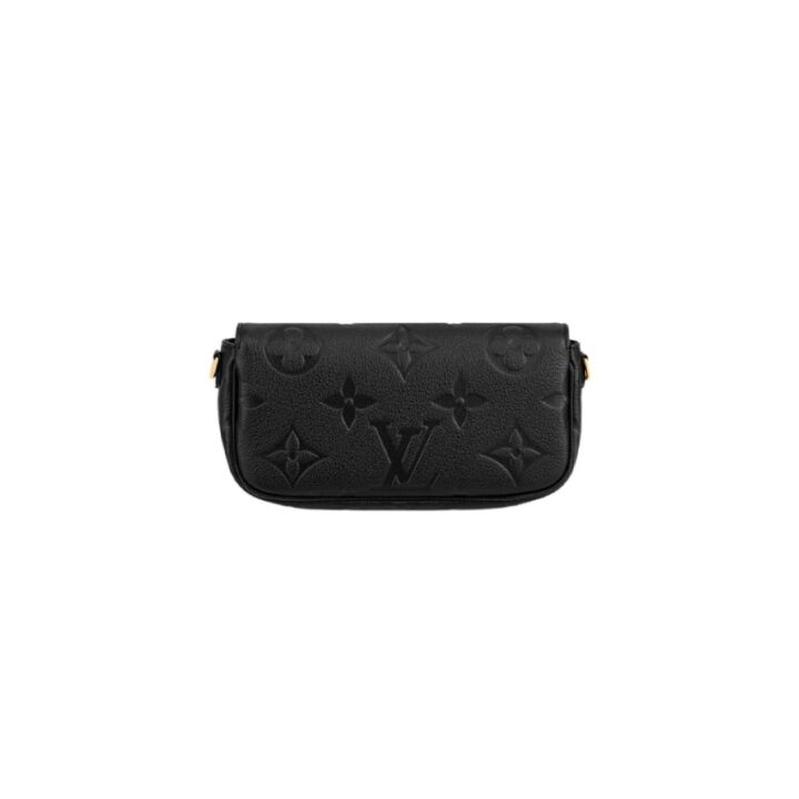 LOUIS VUITTON IVY 老花压纹满印金属链条 牛皮 腋下包法棍包手提单肩包 女款 黑色