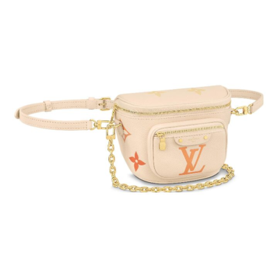 LOUIS VUITTON Bumbag 夏日限定渐变印花Logo 牛皮革 腰包手提单肩斜挎包 迷你 女款 米色