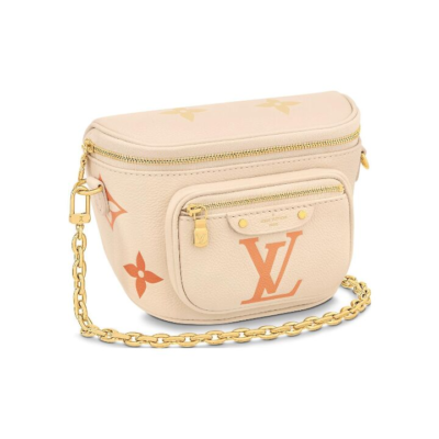 LOUIS VUITTON Bumbag 夏日限定渐变印花Logo 牛皮革 腰包手提单肩斜挎包 迷你 女款 米色