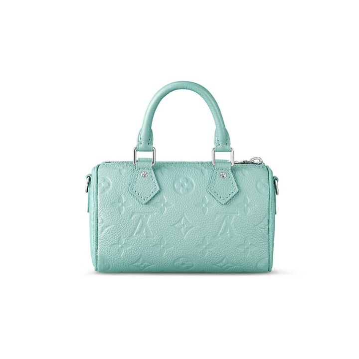LOUIS VUITTON Speedy Nano 可拆卸可调节肩带 压纹牛皮 手提单肩斜挎包 迷你 女款 薄荷蓝