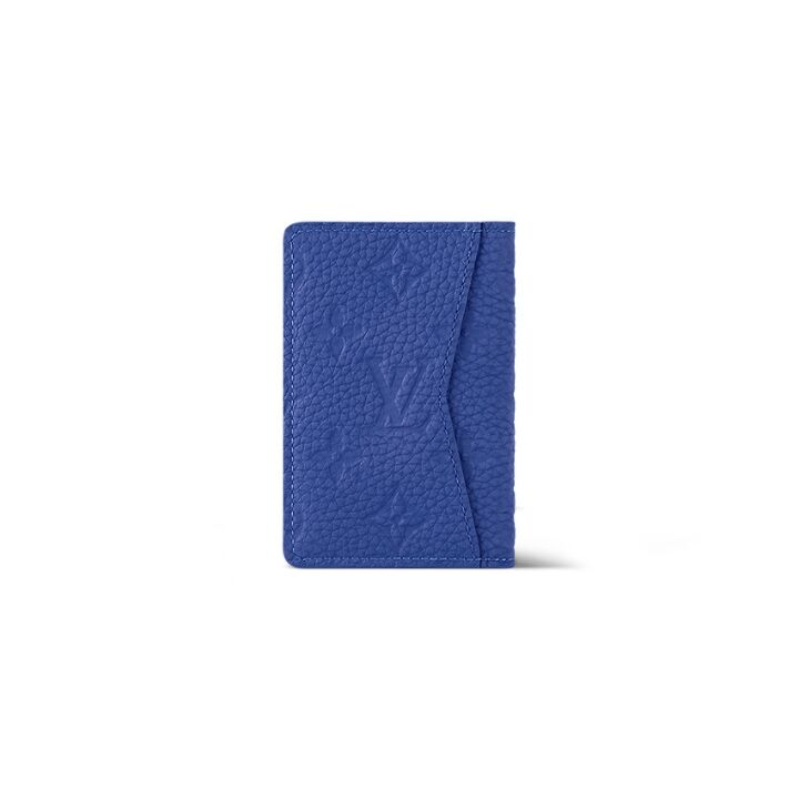 LOUIS VUITTON Organizer de Poche 字母压花图案翻盖开合 牛皮 钱包 男款 蓝色