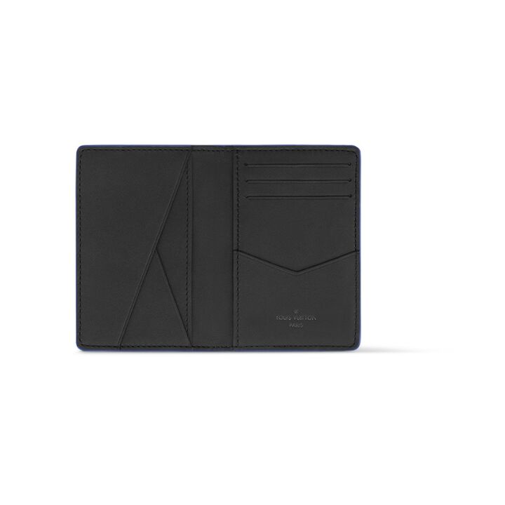LOUIS VUITTON Organizer de Poche 字母压花图案翻盖开合 牛皮 钱包 男款 蓝色