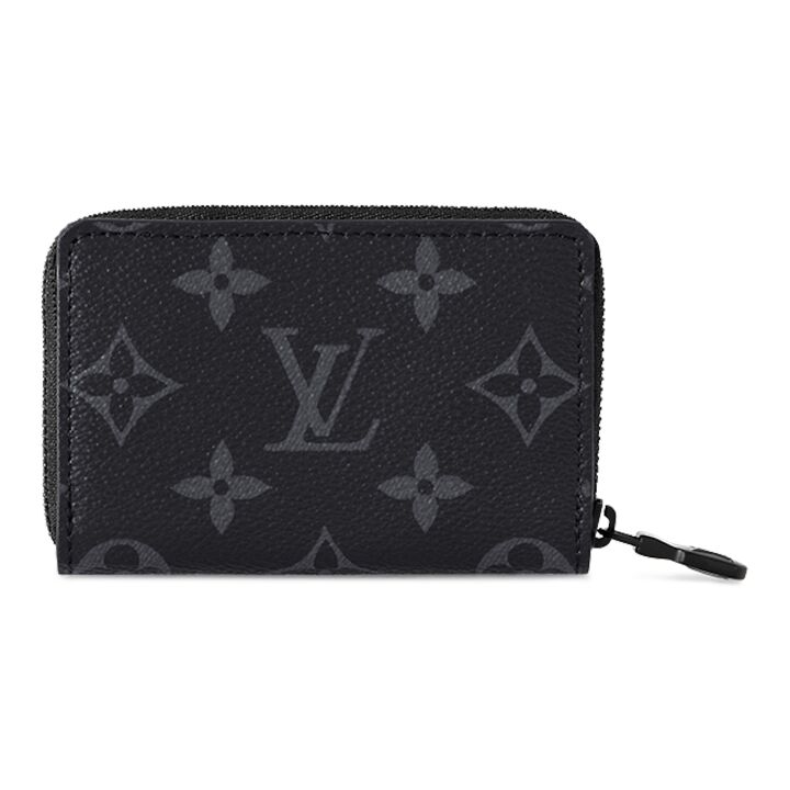 LOUIS VUITTON Zipped Organizer 老花满印拉链开合 涂层帆布拼牛皮革饰边 钱包 男款 黑色拼灰色