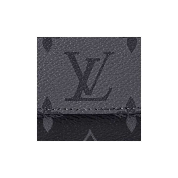 LOUIS VUITTON Zipped Organizer 老花满印拉链开合 涂层帆布拼牛皮革饰边 钱包 男款 黑色拼灰色