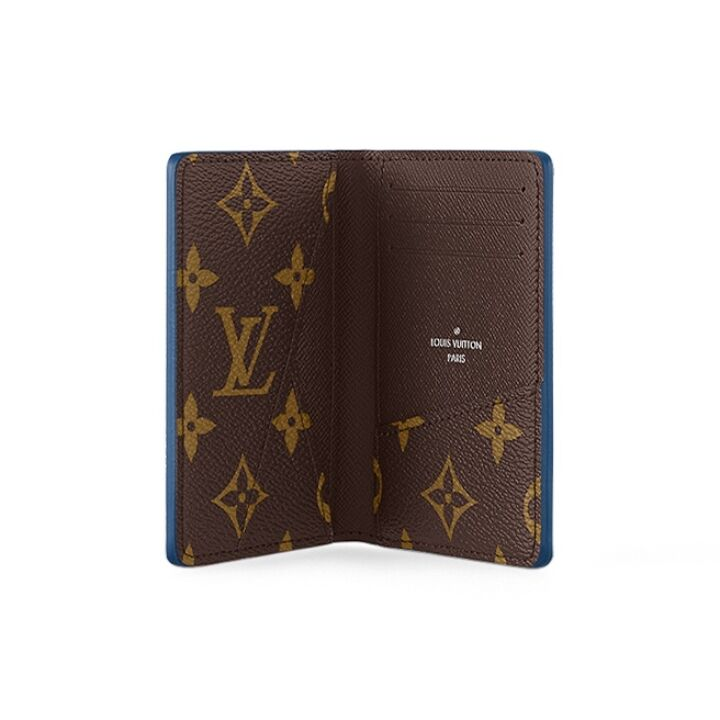 LOUIS VUITTON 字母图案印花翻盖开合 帆布拼牛皮 钱包 男款 大西洋蓝