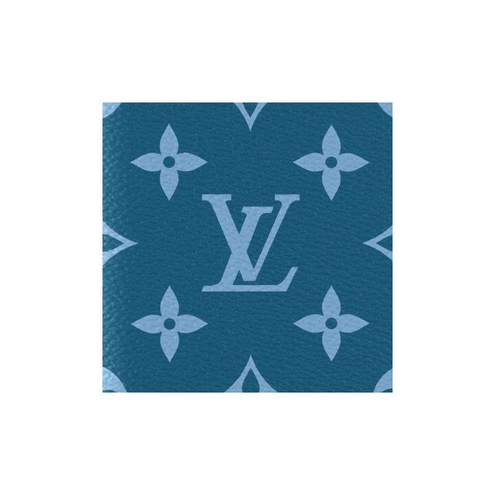 LOUIS VUITTON Zippy 字母图案印花拉链开合 帆布拼牛皮 钱包 男款 大西洋蓝