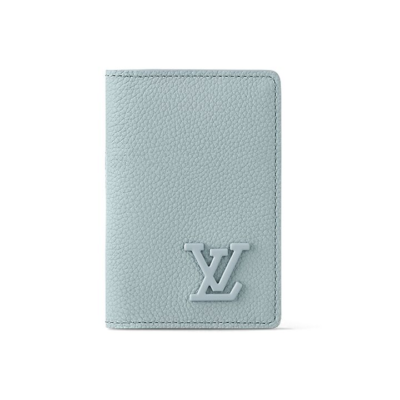 LOUIS VUITTON 字母图案翻盖开合 牛皮革 钱包 男款 云蓝色