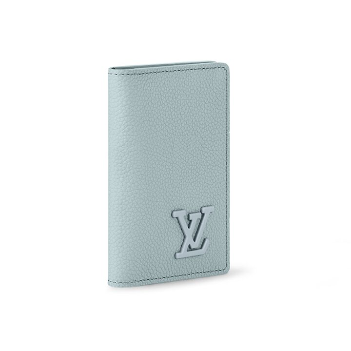 LOUIS VUITTON 字母图案翻盖开合 牛皮革 钱包 男款 云蓝色