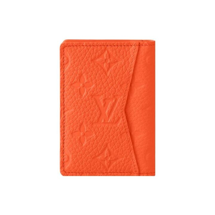 LOUIS VUITTON 压印徽标翻盖开合 皮革 钱包 男款 橙色
