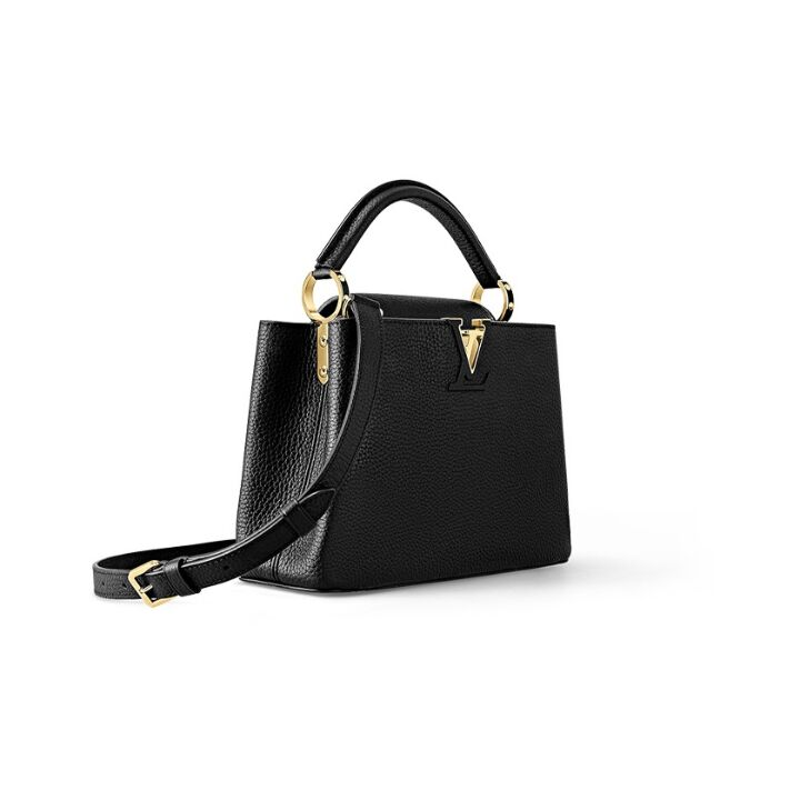 LOUIS VUITTON Capucines系列 BB 纯色牛皮手提单肩斜挎包 女款 黑色