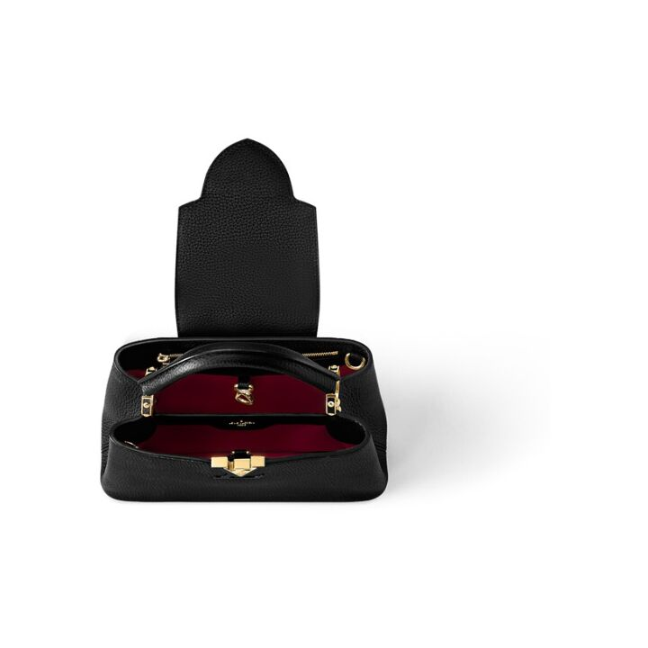 LOUIS VUITTON Capucines系列 BB 纯色牛皮手提单肩斜挎包 女款 黑色