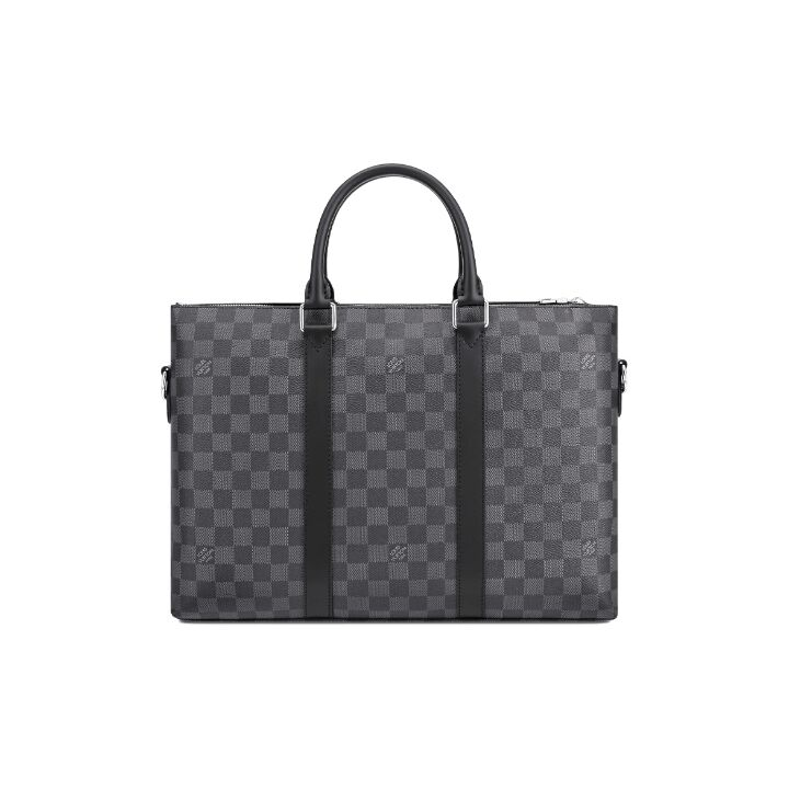 LOUIS VUITTON ANTON拉链开合 帆布 公文包 男女同款情侣款 黑色