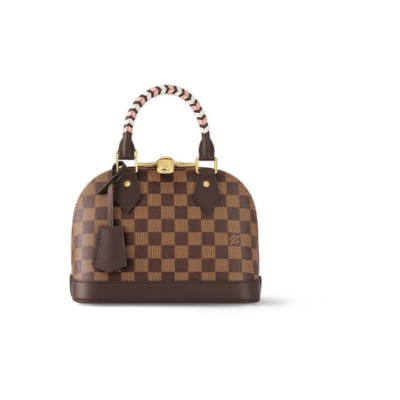 LOUIS VUITTON Alma BB 金色五金可拆卸肩带 涂层帆布 单肩斜挎手提包 女款 棕色