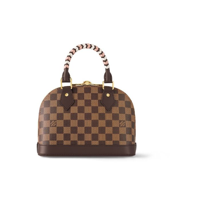 LOUIS VUITTON Alma BB 金色五金可拆卸肩带 涂层帆布 单肩斜挎手提包 女款 棕色