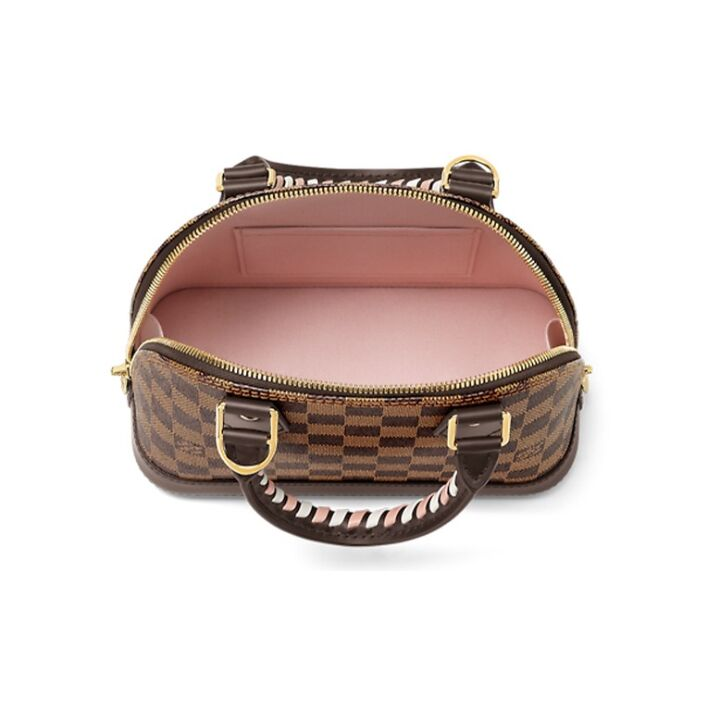 LOUIS VUITTON Alma BB 金色五金可拆卸肩带 涂层帆布 单肩斜挎手提包 女款 棕色