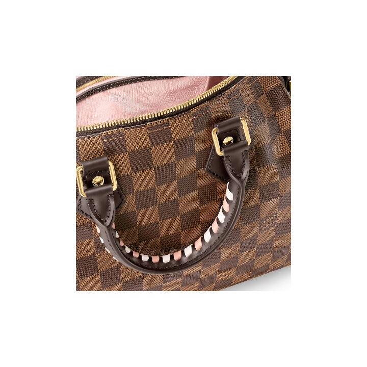 LOUIS VUITTON Speedy 25 可拆卸肩带挂锁装饰 涂层帆布 单肩斜挎手提包 女款 棕色