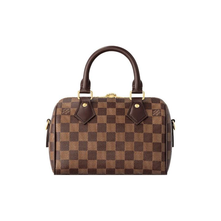 LOUIS VUITTON SpeedyBandoulière 20 可拆卸可调节肩带拉链开合 涂层帆布拼牛皮 手提单肩斜挎包 女款 棕色
