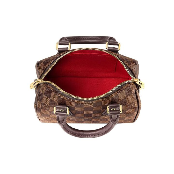 LOUIS VUITTON SpeedyBandoulière 20 可拆卸可调节肩带拉链开合 涂层帆布拼牛皮 手提单肩斜挎包 女款 棕色