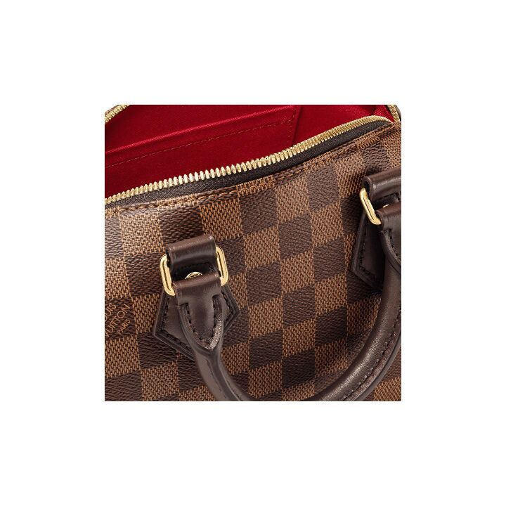LOUIS VUITTON SpeedyBandoulière 20 可拆卸可调节肩带拉链开合 涂层帆布拼牛皮 手提单肩斜挎包 女款 棕色