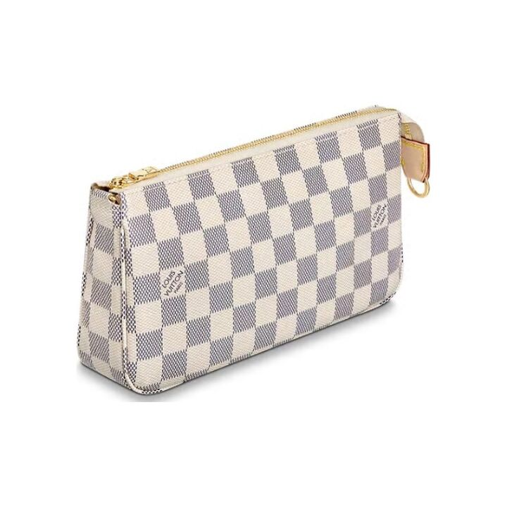 LOUIS VUITTON 棋盘格 Damier Azu帆布 麻将包配饰包腋下包单肩包 女款 米黄色