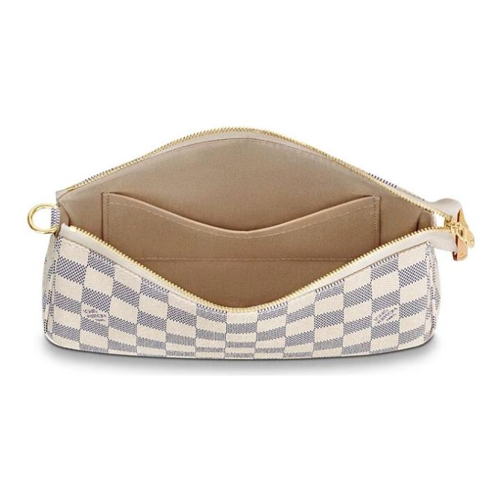LOUIS VUITTON 棋盘格 Damier Azu帆布 麻将包配饰包腋下包单肩包 女款 米黄色